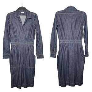Tomas‎ Maier Denim Snap Shirt Dress with Patch Pockets